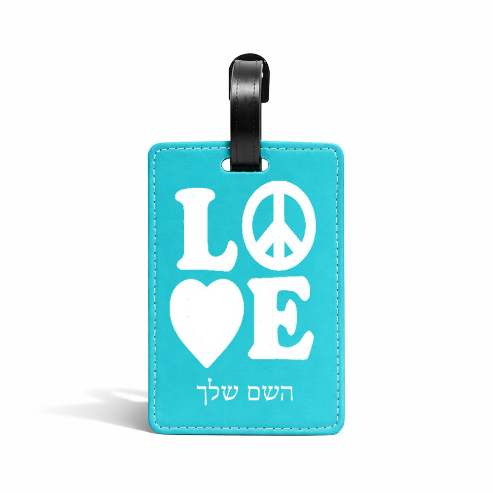 תווית לסימון מזוודה \ תיק בעיצוב אישי עם השם שלך בעיצוב אהבה גודל 10.3 × 7 ס"מ