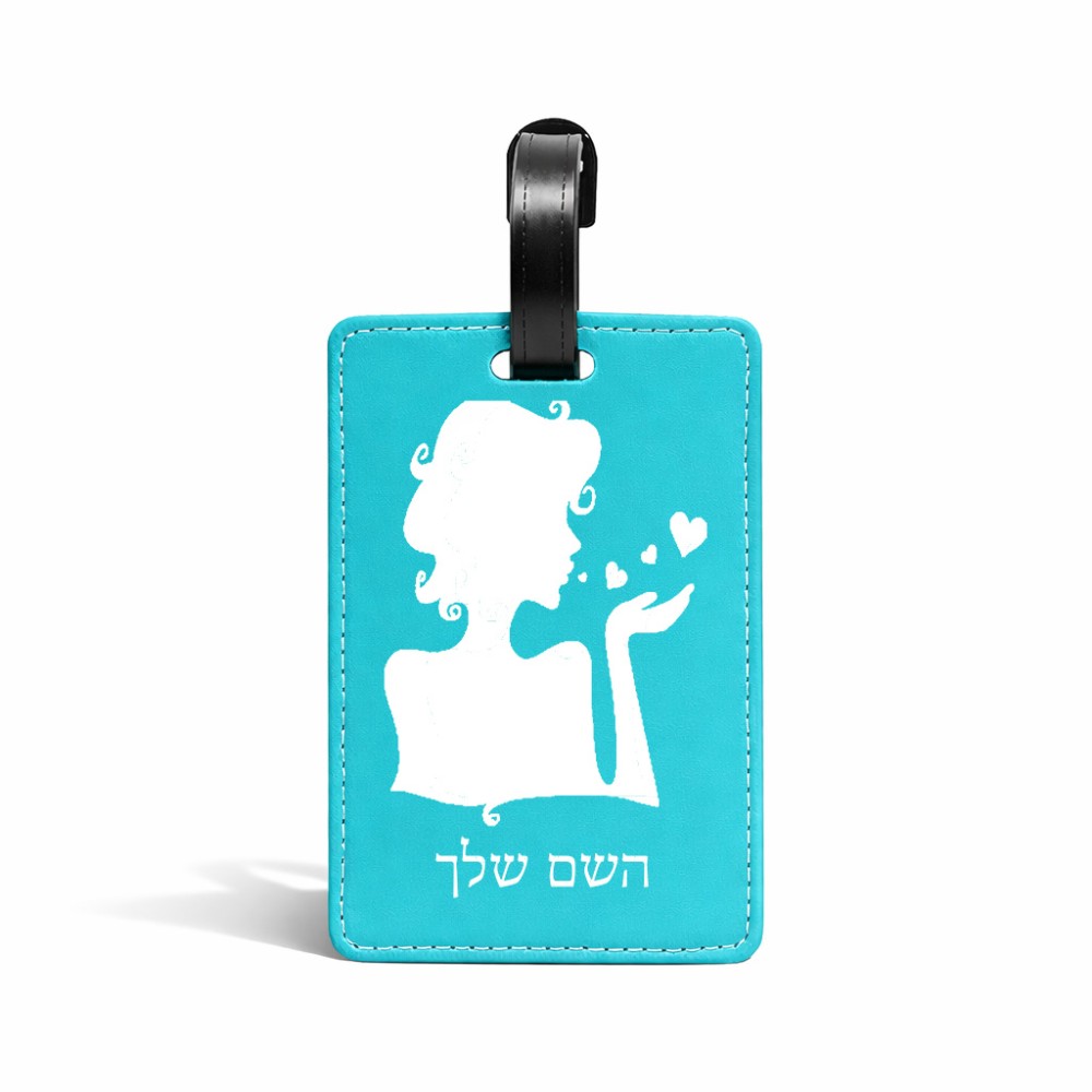 תווית לסימון מזוודה \ תיק בעיצוב אישי עם השם שלך בעיצוב אהבת נשים גודל 10.3 × 7 ס"מ
