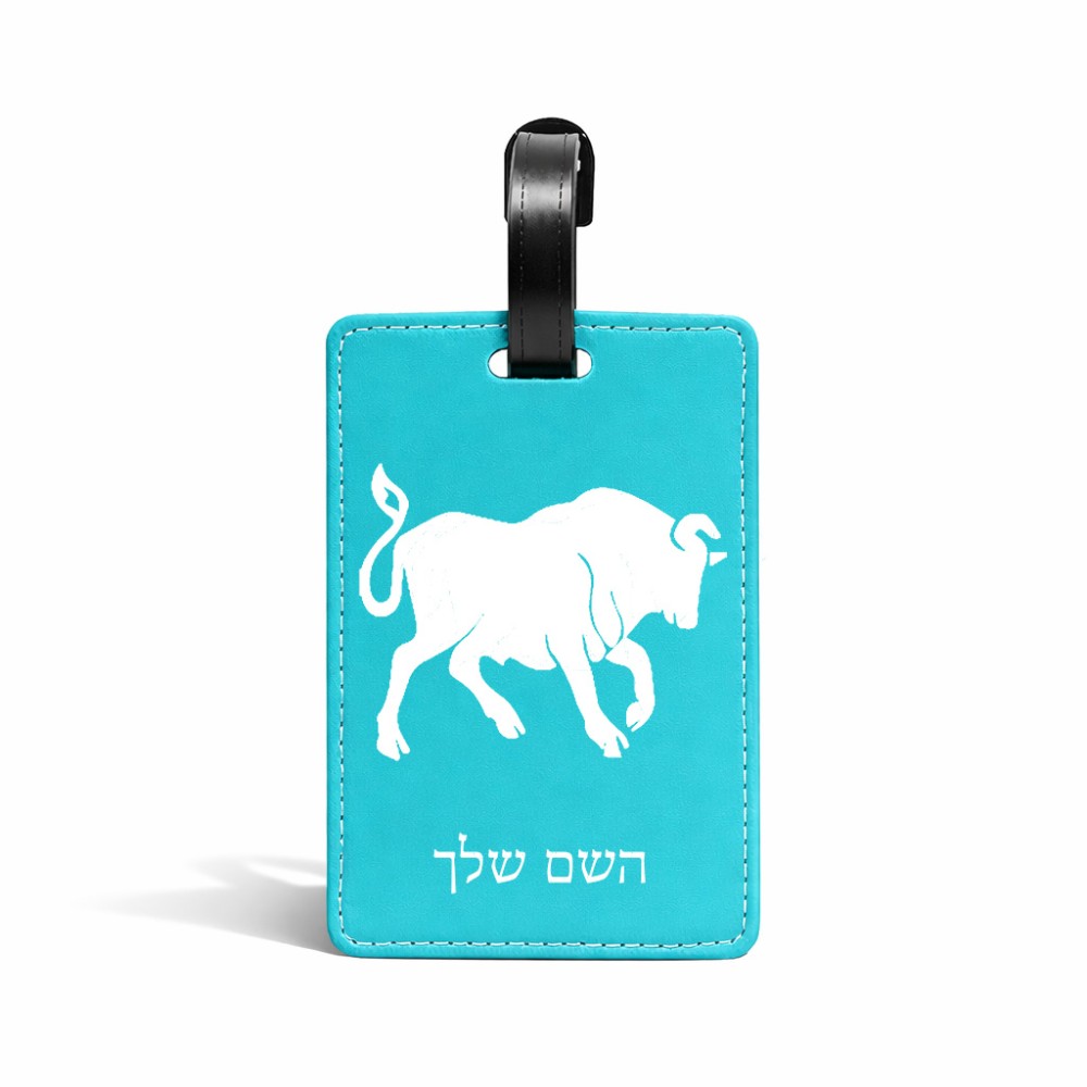 תווית לסימון מזוודה \ תיק בעיצוב אישי עם השם שלך בעיצוב מזלות - שור גודל 10.3 × 7 ס"מ