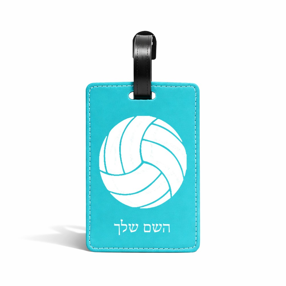תווית לסימון מזוודה \ תיק בעיצוב אישי עם השם שלך בעיצוב כדור כדורעף גודל 10.3 × 7 ס"מ