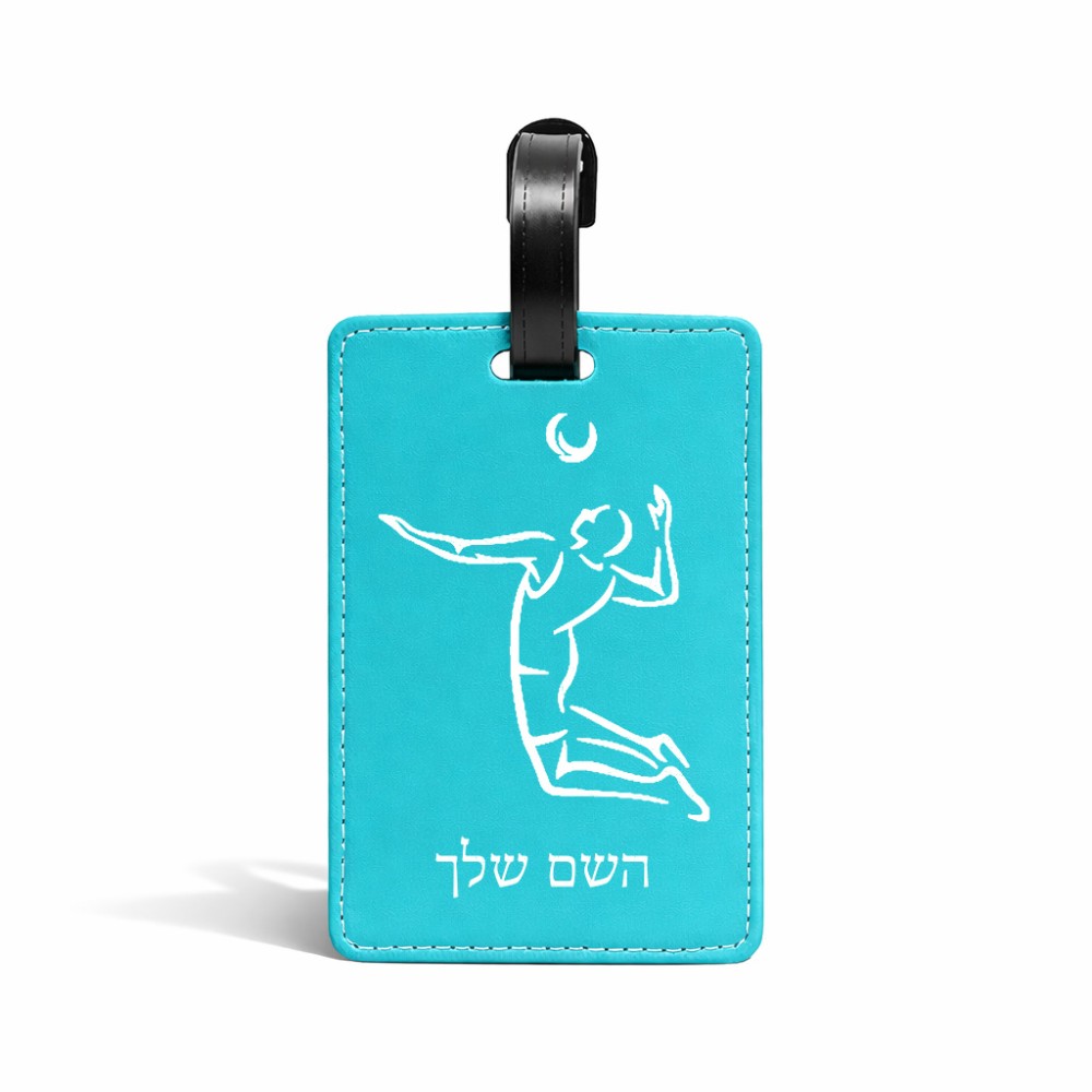 תווית לסימון מזוודה \ תיק בעיצוב אישי עם השם שלך בעיצוב שחקן כדורעף גודל 10.3 × 7 ס"מ