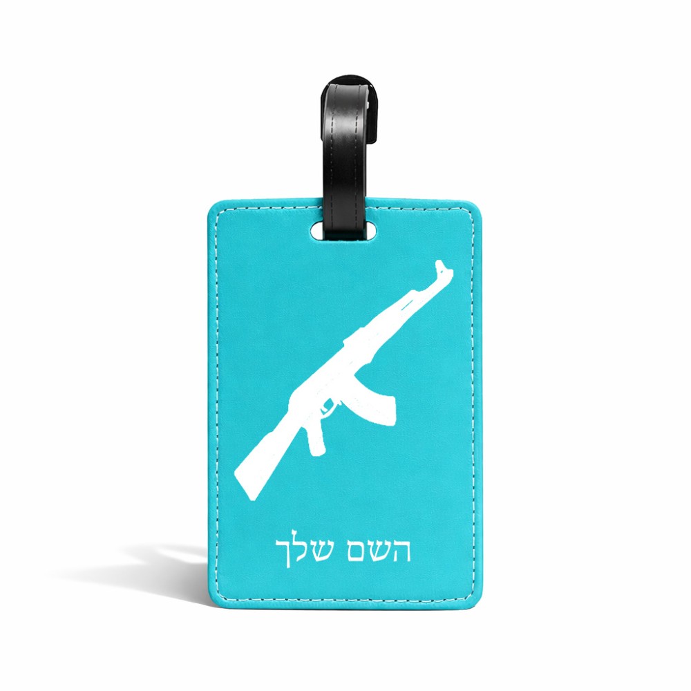 תווית לסימון מזוודה \ תיק בעיצוב אישי עם השם שלך בעיצוב אק 47 גודל 10.3 × 7 ס"מ