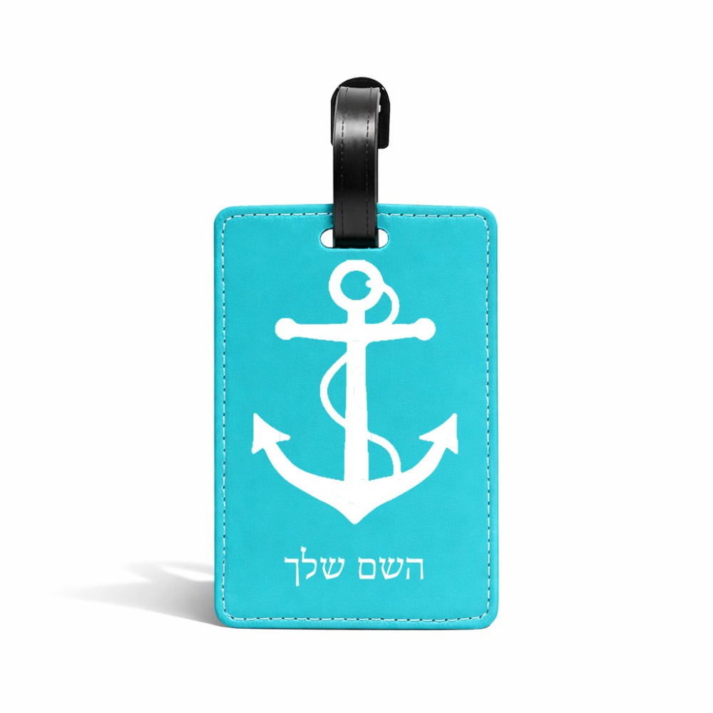 תווית לסימון מזוודה \ תיק בעיצוב אישי עם השם שלך בעיצוב לעגן גודל 10.3 × 7 ס"מ