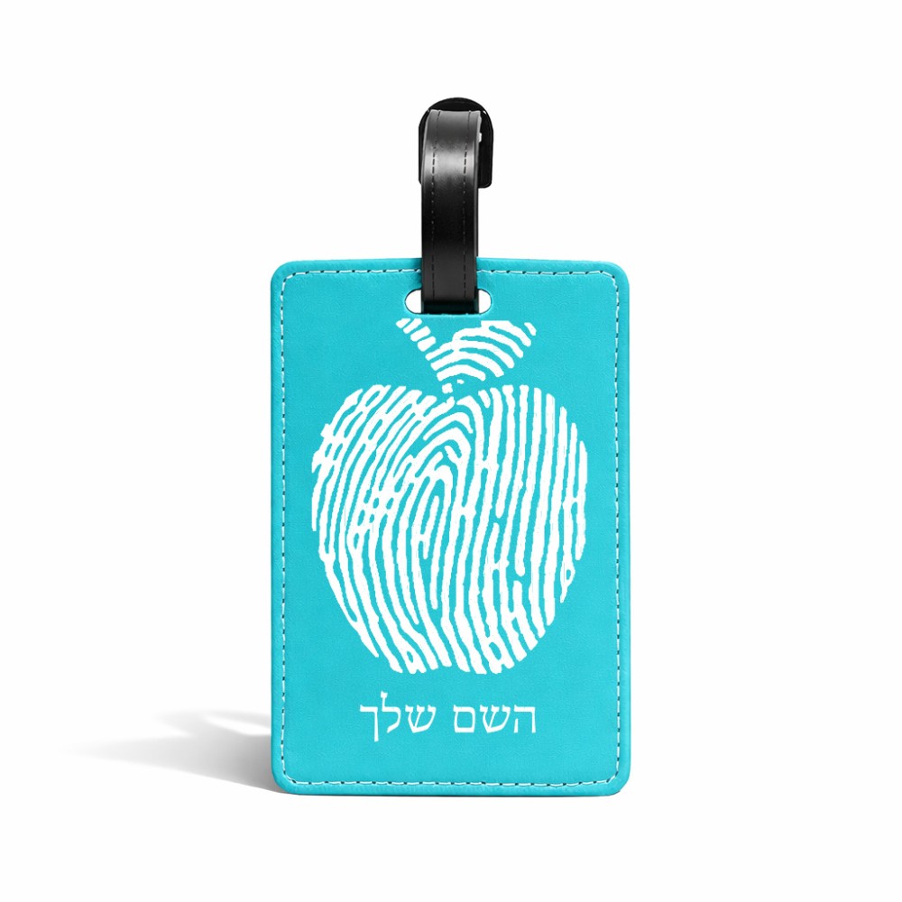 תווית לסימון מזוודה \ תיק בעיצוב אישי עם השם שלך בעיצוב הדפס תפוח גודל 10.3 × 7 ס"מ