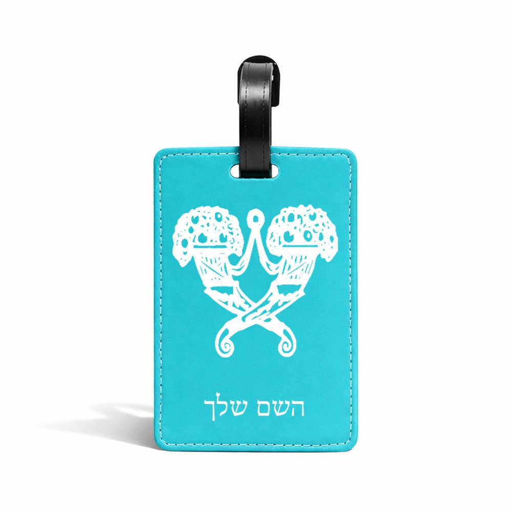 תווית לסימון מזוודה \ תיק בעיצוב אישי עם השם שלך בעיצוב פרחי קרן גודל 10.3 × 7 ס"מ