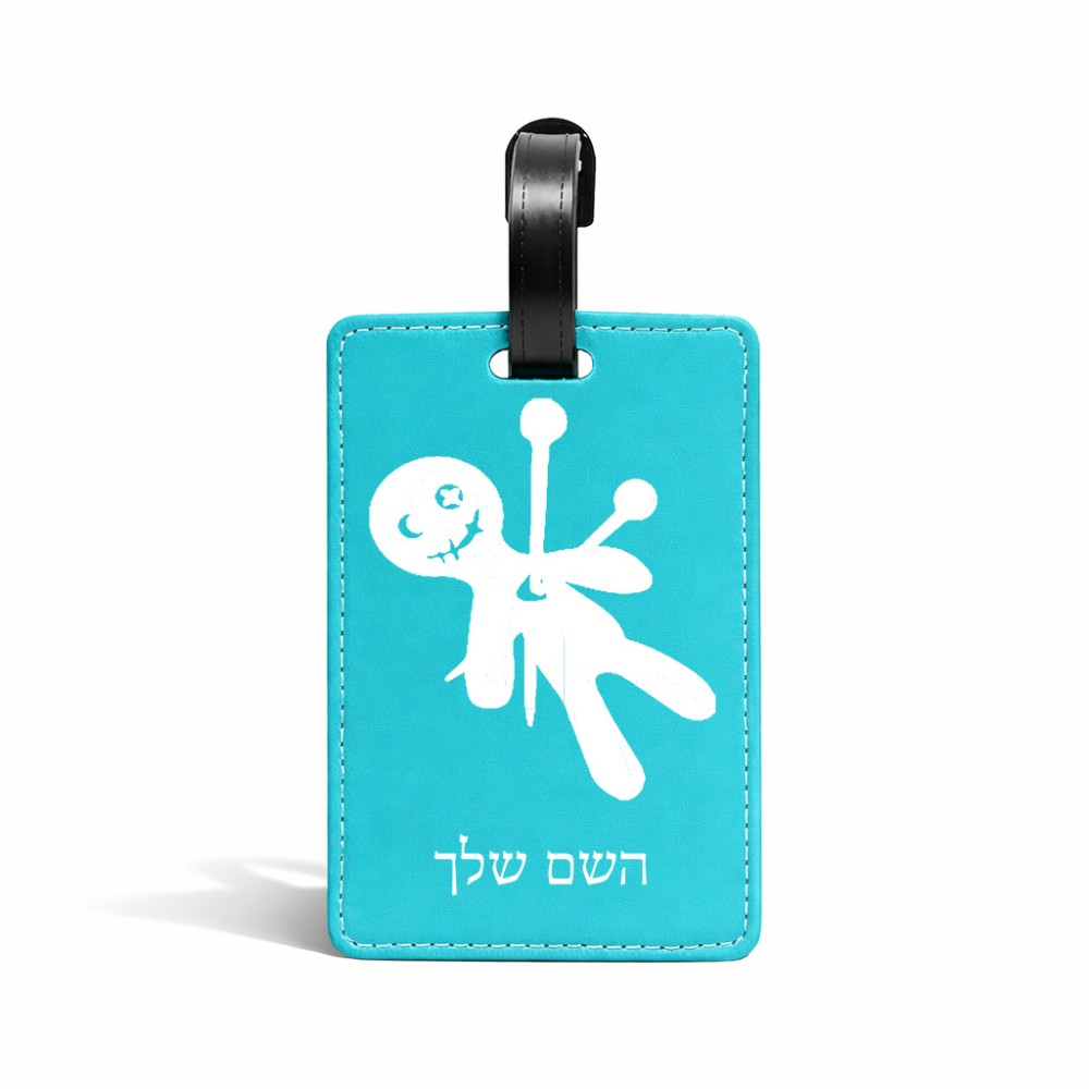 תווית לסימון מזוודה \ תיק בעיצוב אישי עם השם שלך בעיצוב וודו גודל 10.3 × 7 ס"מ