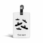 תווית לסימון מזוודה \ תיק בעיצוב אישי עם השם שלך בעיצוב עטלפים גודל 10.3 × 7 ס"מ