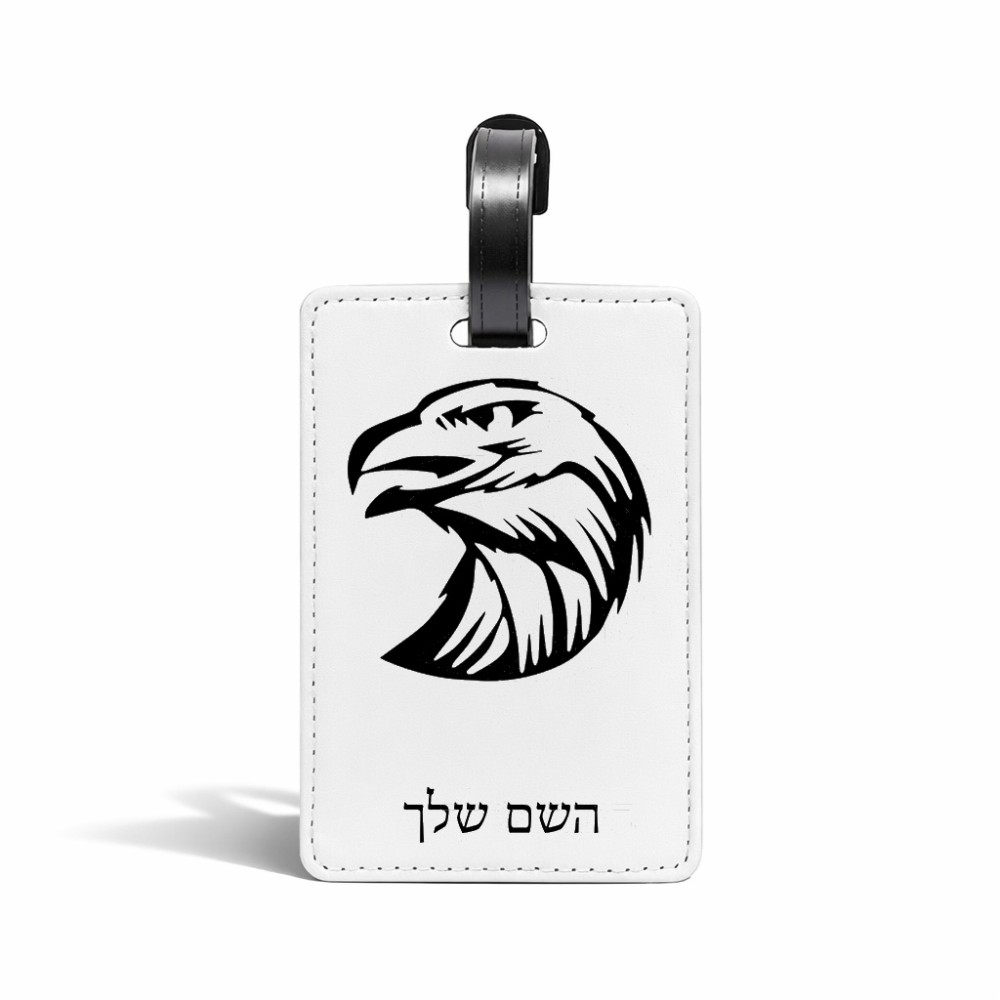 תווית לסימון מזוודה \ תיק בעיצוב אישי עם השם שלך בעיצוב ראש נשר גודל 10.3 × 7 ס"מ