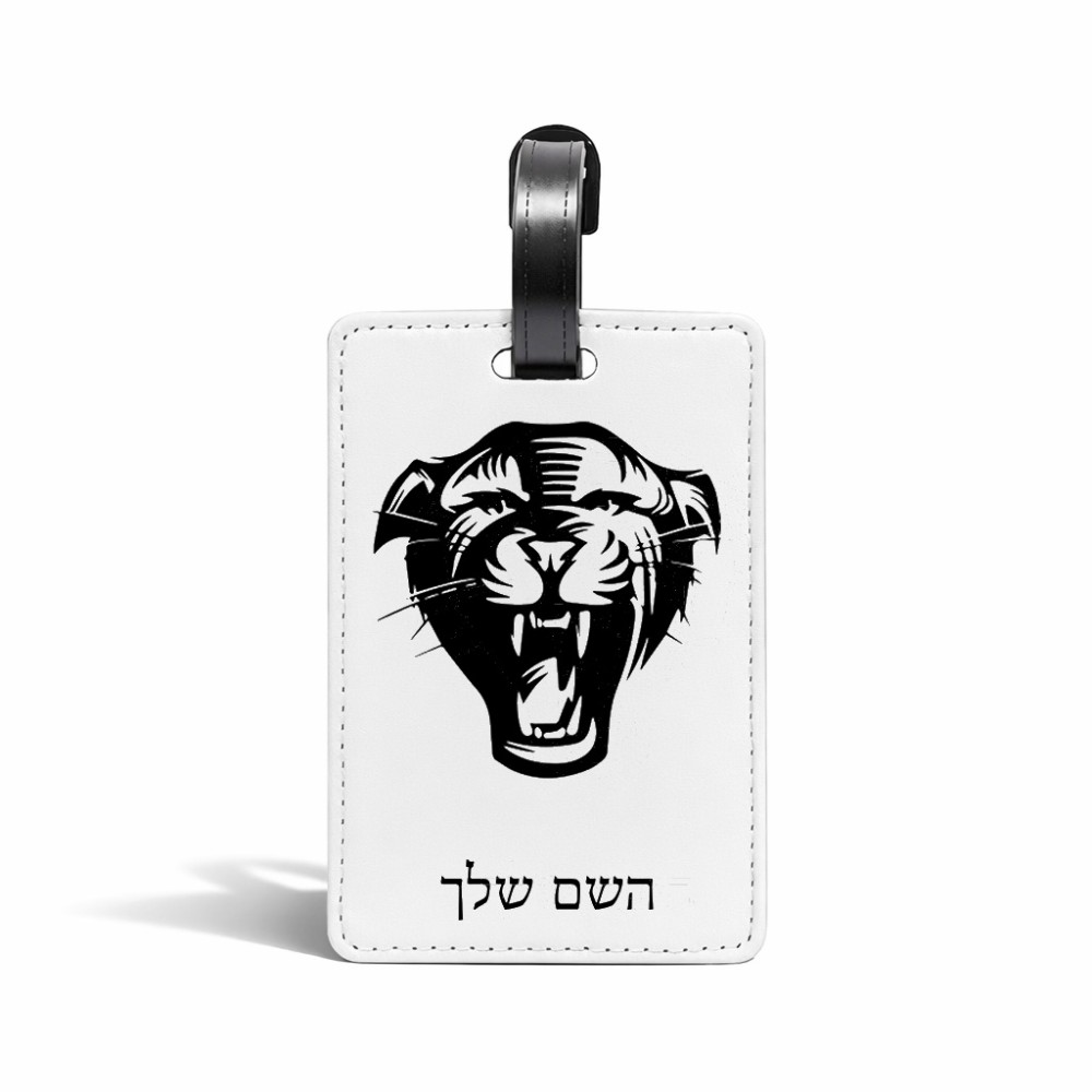 תווית לסימון מזוודה \ תיק בעיצוב אישי עם השם שלך בעיצוב פני פנטרה גודל 10.3 × 7 ס"מ