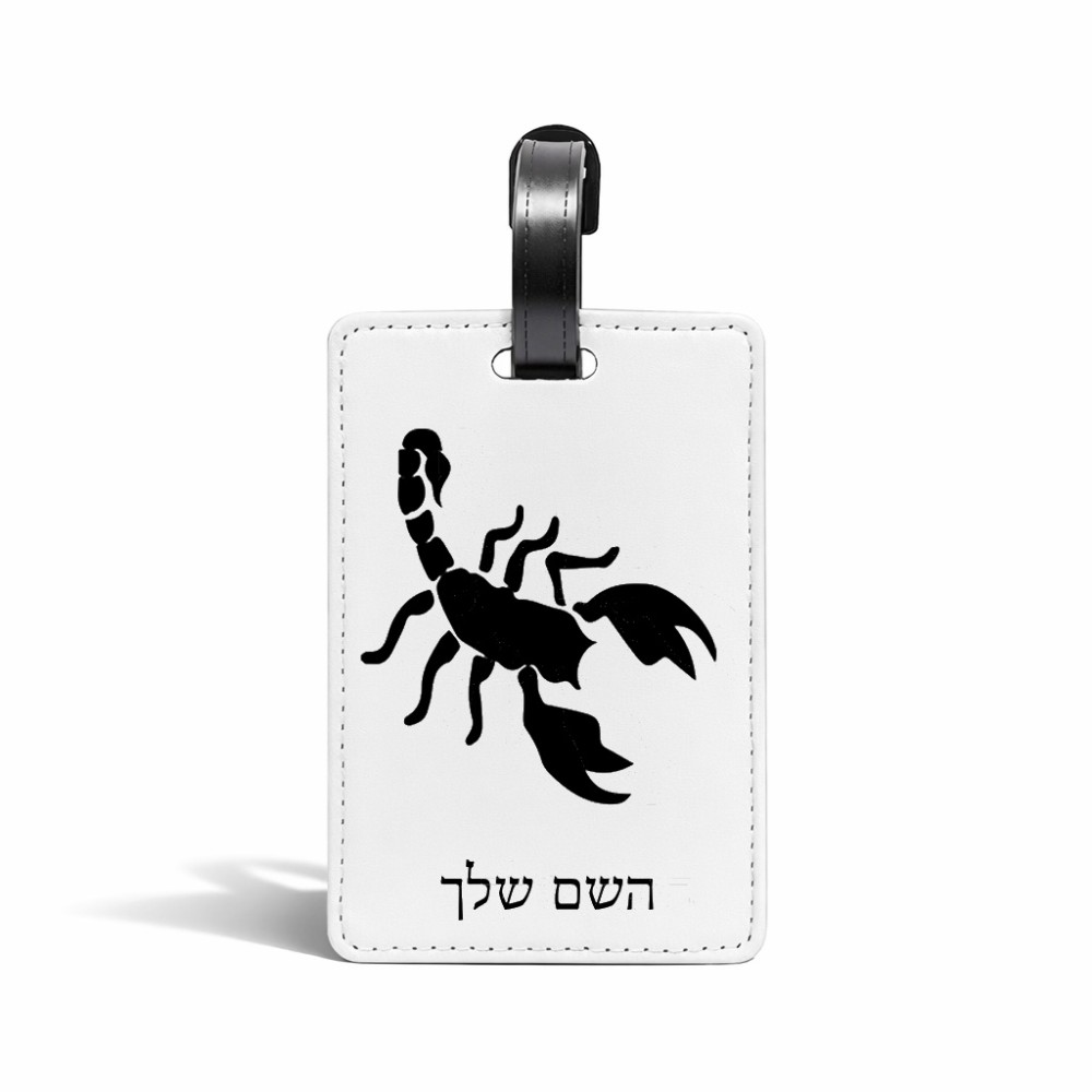 תווית לסימון מזוודה \ תיק בעיצוב אישי עם השם שלך בעיצוב עקרב גודל 10.3 × 7 ס"מ