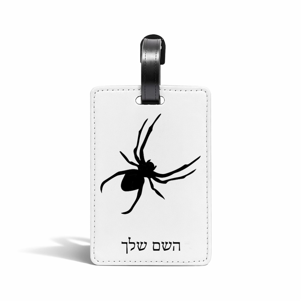 תווית לסימון מזוודה \ תיק בעיצוב אישי עם השם שלך בעיצוב עכביש גודל 10.3 × 7 ס"מ