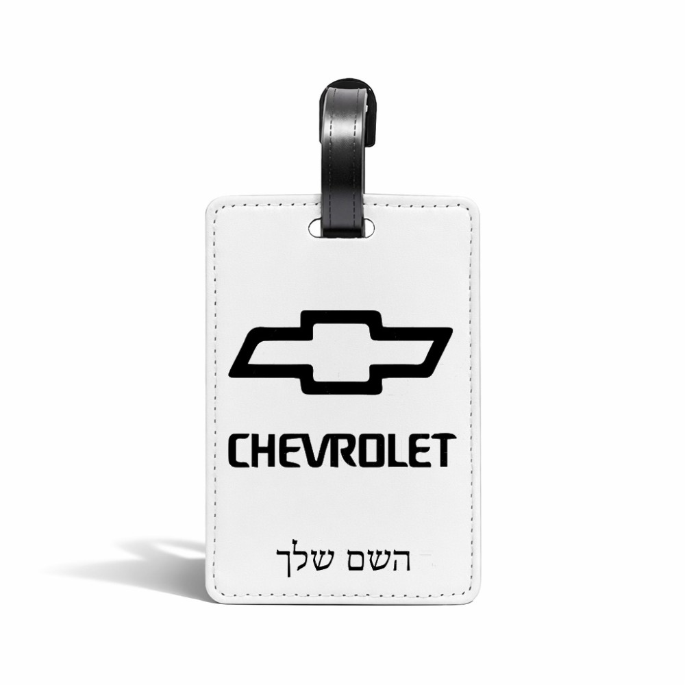 תווית לסימון מזוודה \ תיק בעיצוב אישי עם השם שלך בעיצוב שברולט גודל 10.3 × 7 ס"מ