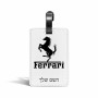 תווית לסימון מזוודה \ תיק בעיצוב אישי עם השם שלך בעיצוב פרארי גודל 10.3 × 7 ס"מ