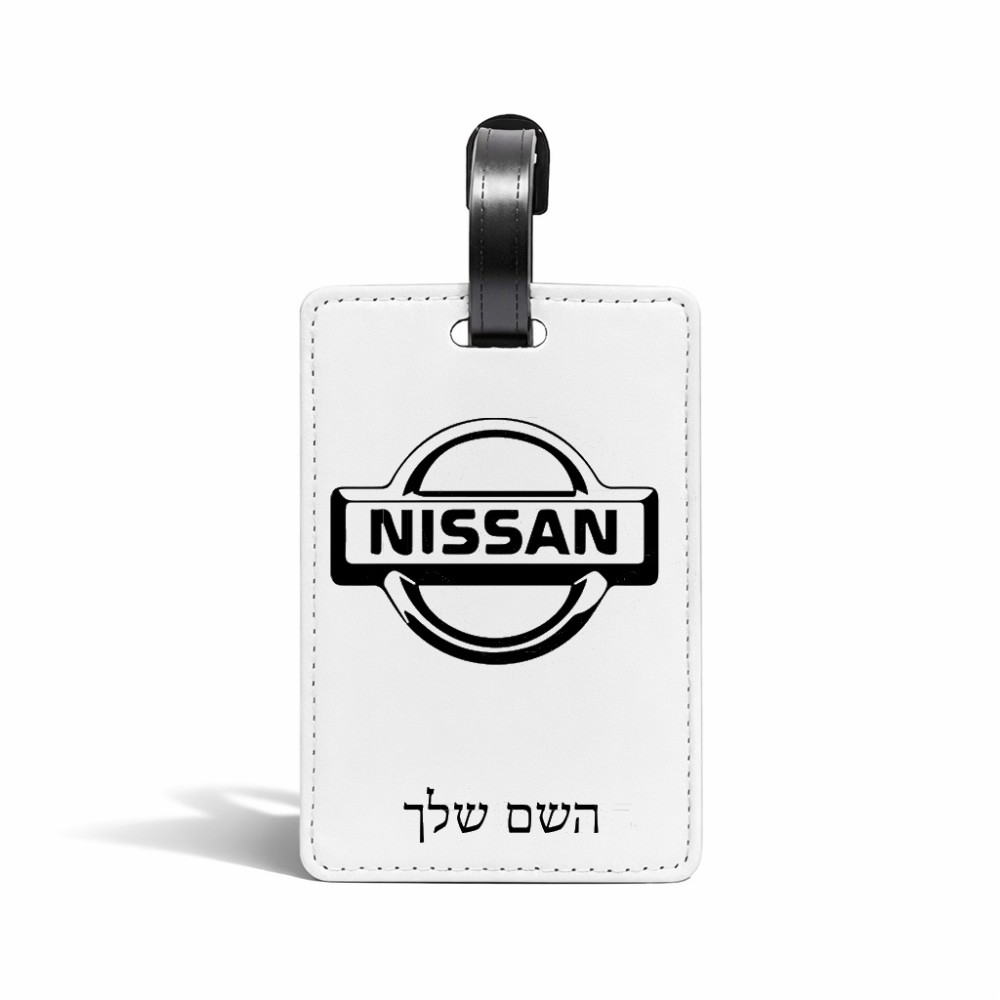 תווית לסימון מזוודה \ תיק בעיצוב אישי עם השם שלך בעיצוב ניסאן גודל 10.3 × 7 ס"מ