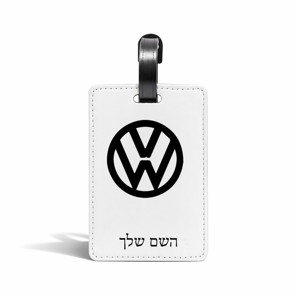 תווית לסימון מזוודה \ תיק בעיצוב אישי עם השם שלך בעיצוב פולקסווגן גודל 10.3 × 7 ס"מ