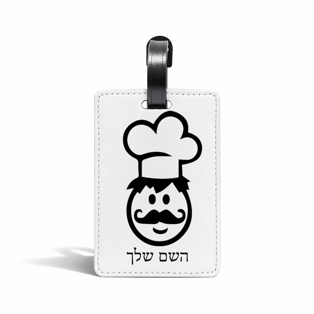 תווית לסימון מזוודה \ תיק בעיצוב אישי עם השם שלך בעיצוב שף גודל 10.3 × 7 ס"מ