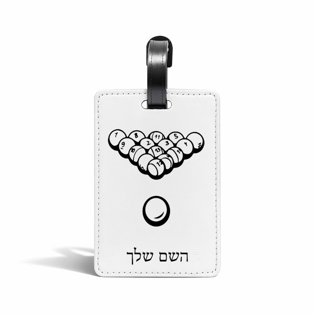 תווית לסימון מזוודה \ תיק בעיצוב אישי עם השם שלך בעיצוב בריכה - ביליארד - גודל 10.3 × 7 ס"מ