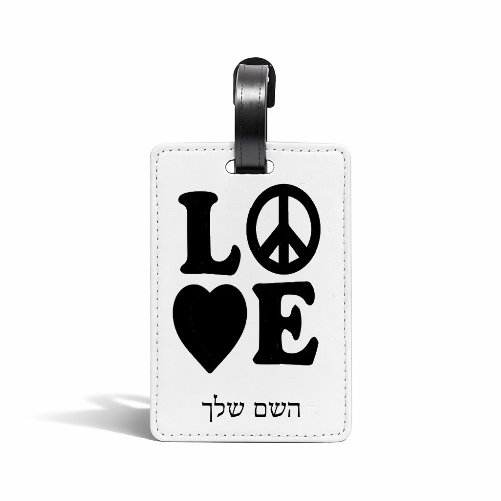 תווית לסימון מזוודה \ תיק בעיצוב אישי עם השם שלך בעיצוב אהבה גודל 10.3 × 7 ס"מ