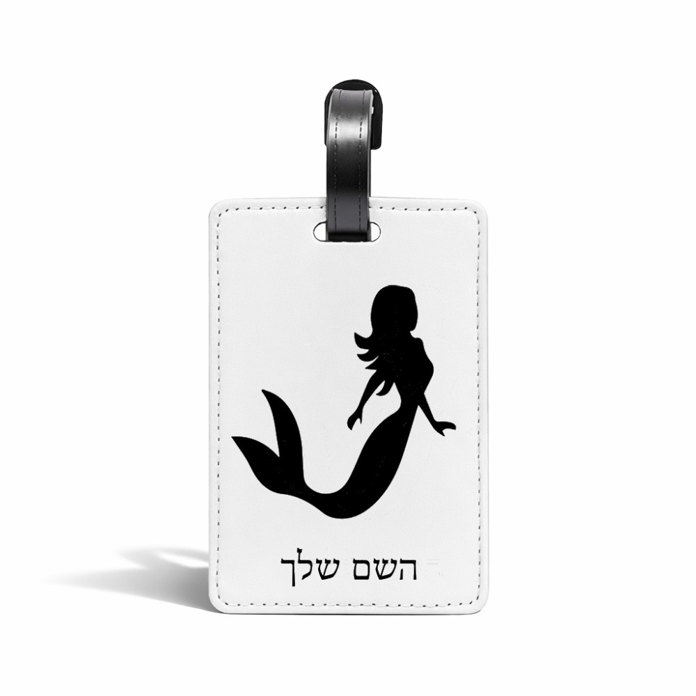 תווית לסימון מזוודה \ תיק בעיצוב אישי עם השם שלך בעיצוב בתולת ים - אישה גודל 10.3 × 7 ס"מ
