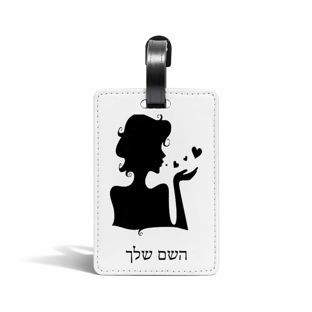 תווית לסימון מזוודה \ תיק בעיצוב אישי עם השם שלך בעיצוב אהבת נשים גודל 10.3 × 7 ס"מ