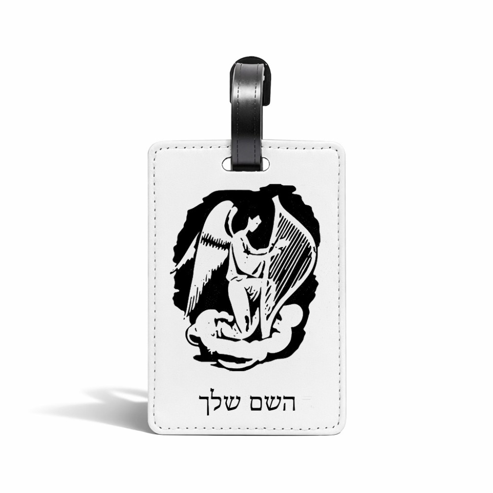 תווית לסימון מזוודה \ תיק בעיצוב אישי עם השם שלך בעיצוב אנג'ל מוזיקלי גודל 10.3 × 7 ס"מ