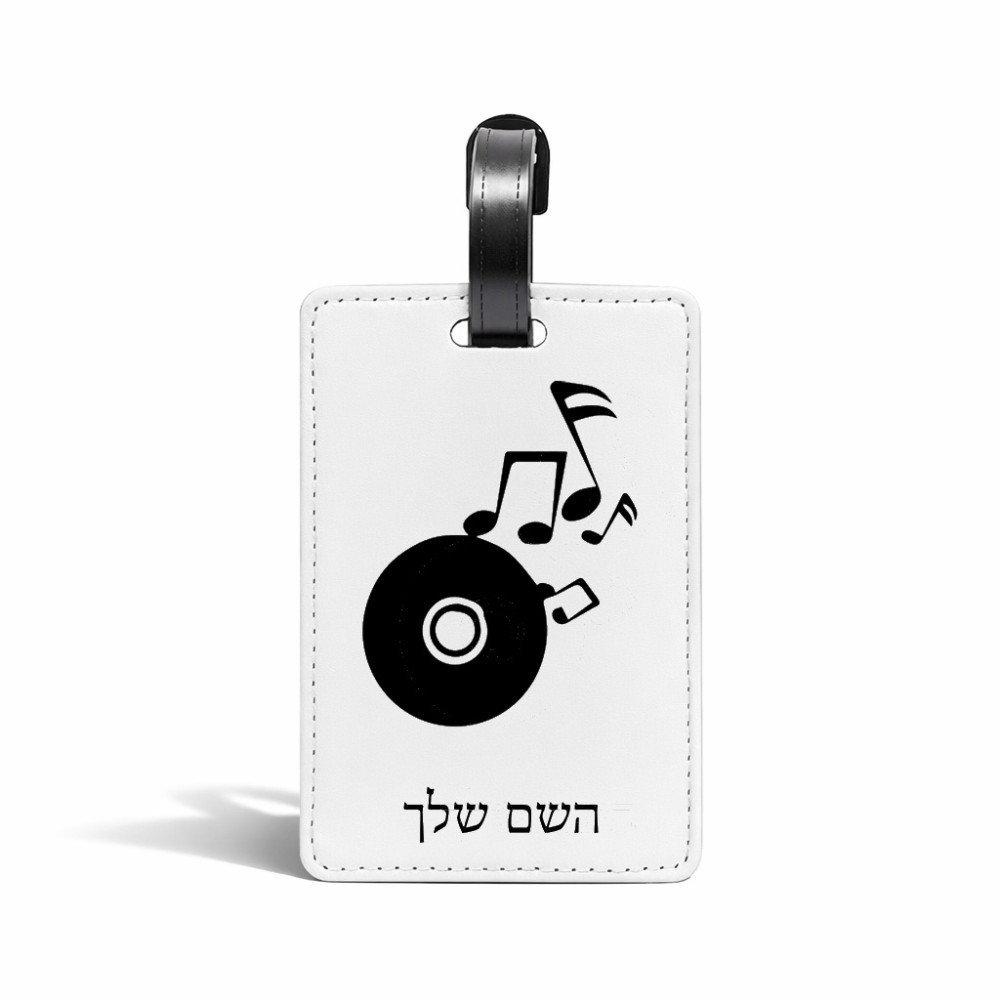 תווית לסימון מזוודה \ תיק בעיצוב אישי עם השם שלך בעיצוב תקליטור - אזור מוזיקה גודל 10.3 × 7 ס"מ