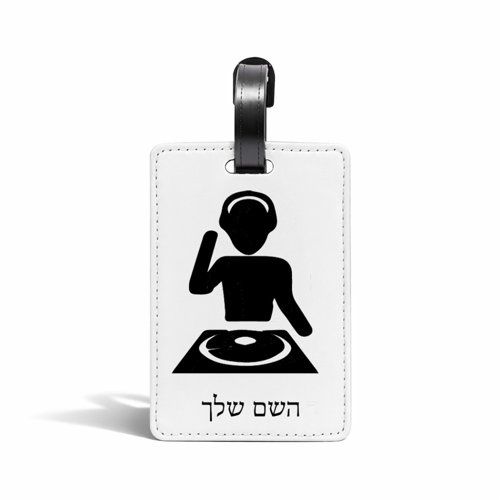 תווית לסימון מזוודה \ תיק בעיצוב אישי עם השם שלך בעיצוב אזור מוזיקה של די ג'יי גודל 10.3 × 7 ס"מ