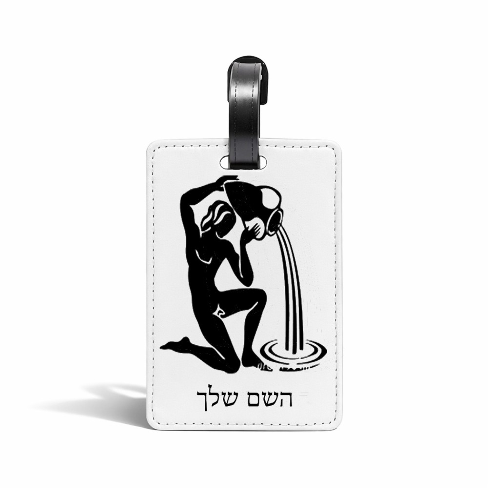 תווית לסימון מזוודה \ תיק בעיצוב אישי עם השם שלך בעיצוב מזלות - דלי גודל 10.3 × 7 ס"מ
