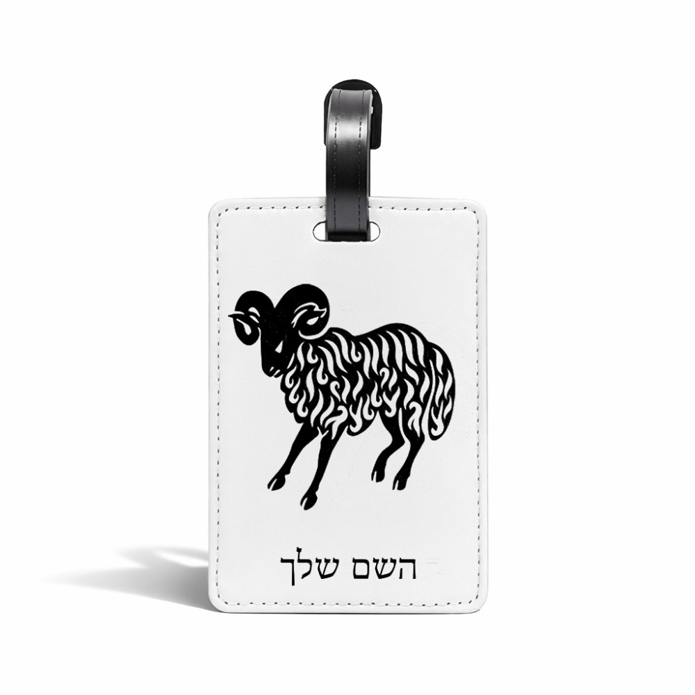 תווית לסימון מזוודה \ תיק בעיצוב אישי עם השם שלך בעיצוב מזלות - טלה גודל 10.3 × 7 ס"מ