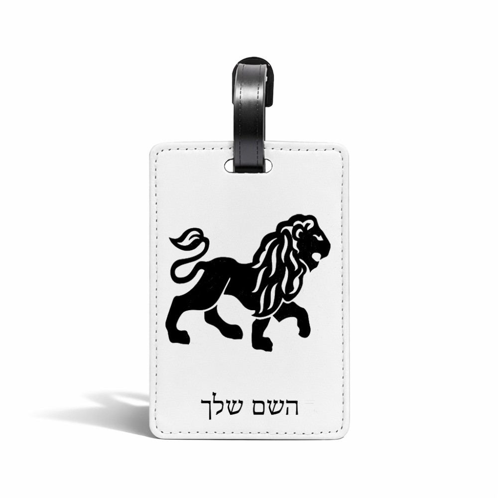 תווית לסימון מזוודה \ תיק בעיצוב אישי עם השם שלך בעיצוב מזלות - אריה גודל 10.3 × 7 ס"מ
