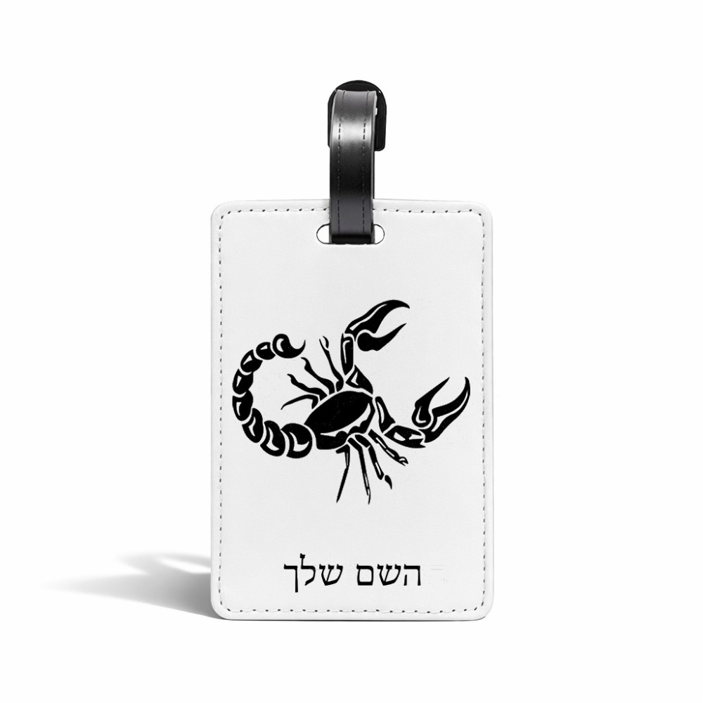 תווית לסימון מזוודה \ תיק בעיצוב אישי עם השם שלך בעיצוב מזלות - עקרב גודל 10.3 × 7 ס"מ