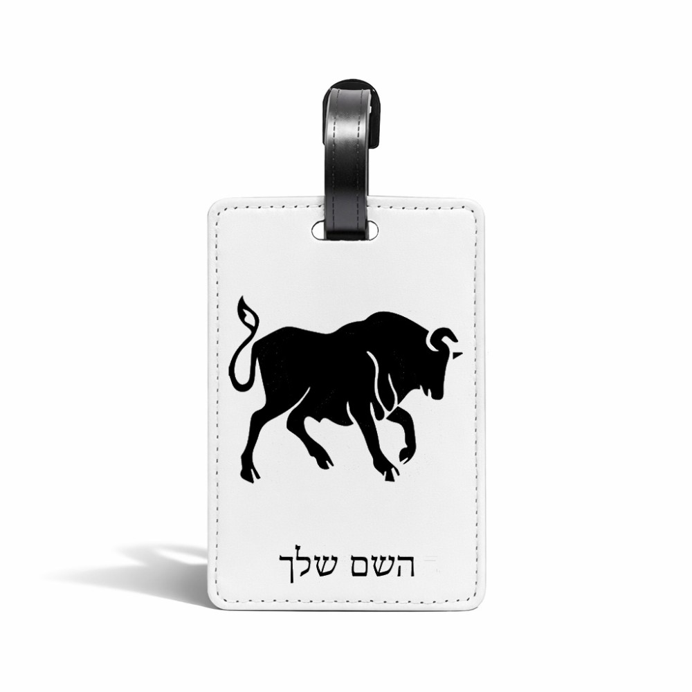 תווית לסימון מזוודה \ תיק בעיצוב אישי עם השם שלך בעיצוב מזלות - שור גודל 10.3 × 7 ס"מ
