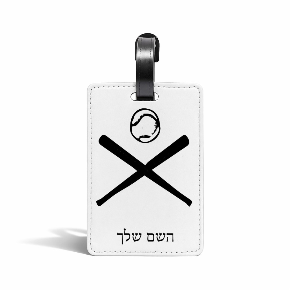 תווית לסימון מזוודה \ תיק בעיצוב אישי עם השם שלך בעיצוב כדור בסיס גודל 10.3 × 7 ס"מ