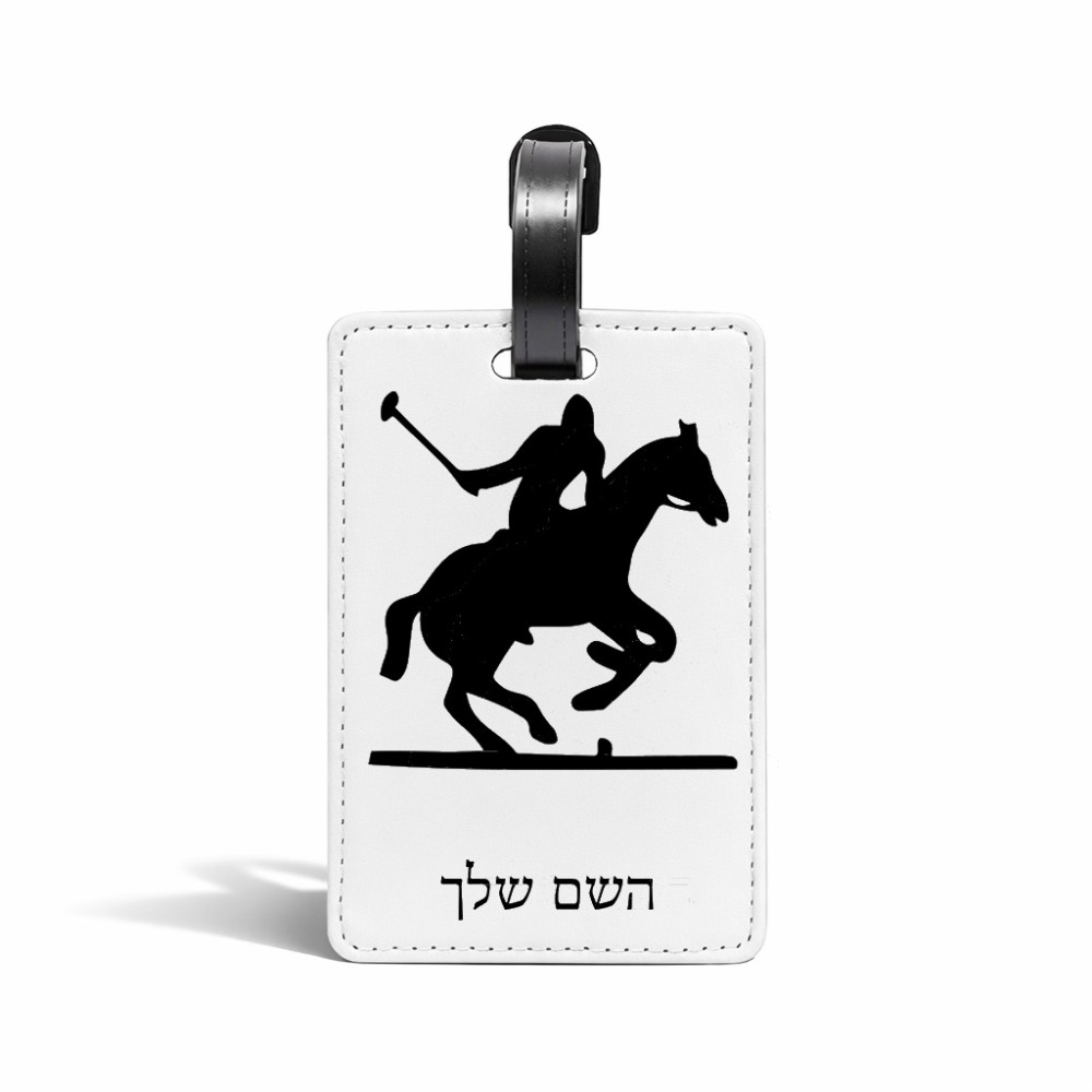 תווית לסימון מזוודה \ תיק בעיצוב אישי עם השם שלך בעיצוב שחקן פולו - סוס גודל 10.3 × 7 ס"מ