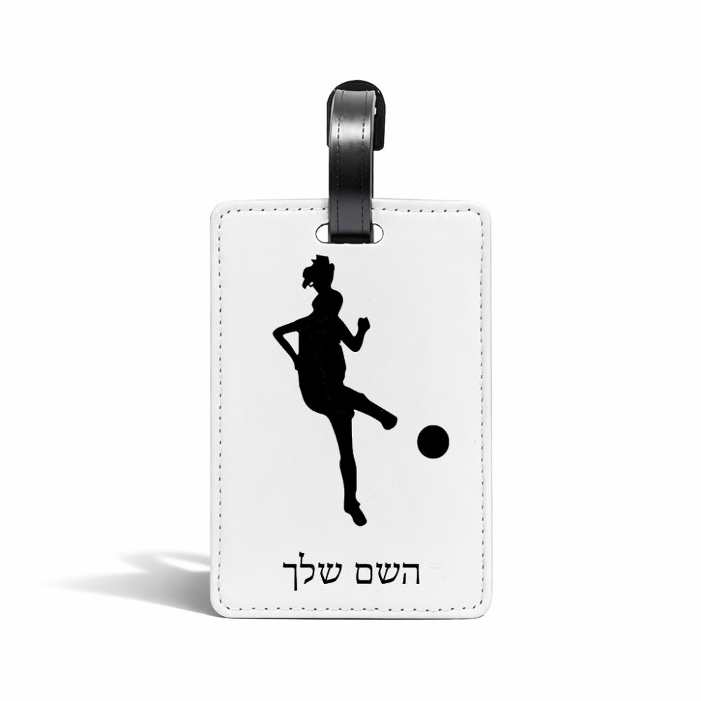 תווית לסימון מזוודה \ תיק בעיצוב אישי עם השם שלך בעיצוב שחקנית כדורגל - אישה גודל 10.3 × 7 ס"מ
