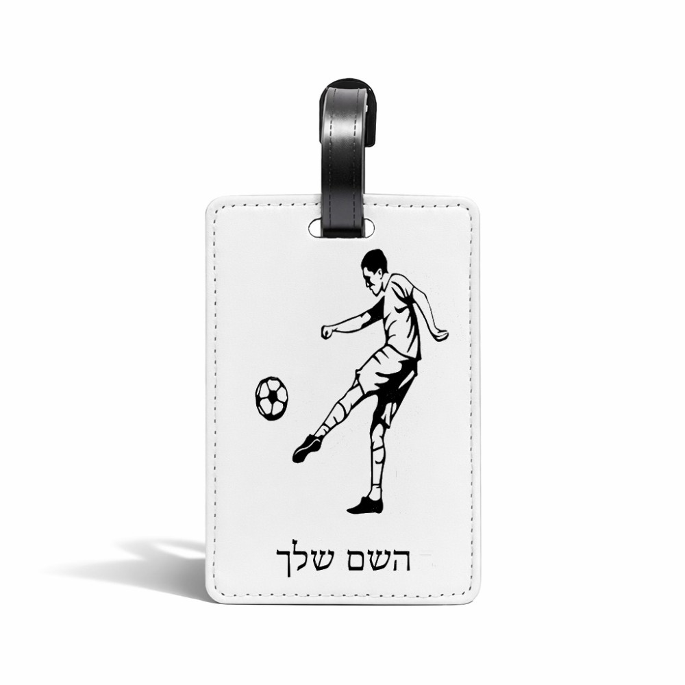תווית לסימון מזוודה \ תיק בעיצוב אישי עם השם שלך בעיצוב שחקן כדורגל גודל 10.3 × 7 ס"מ