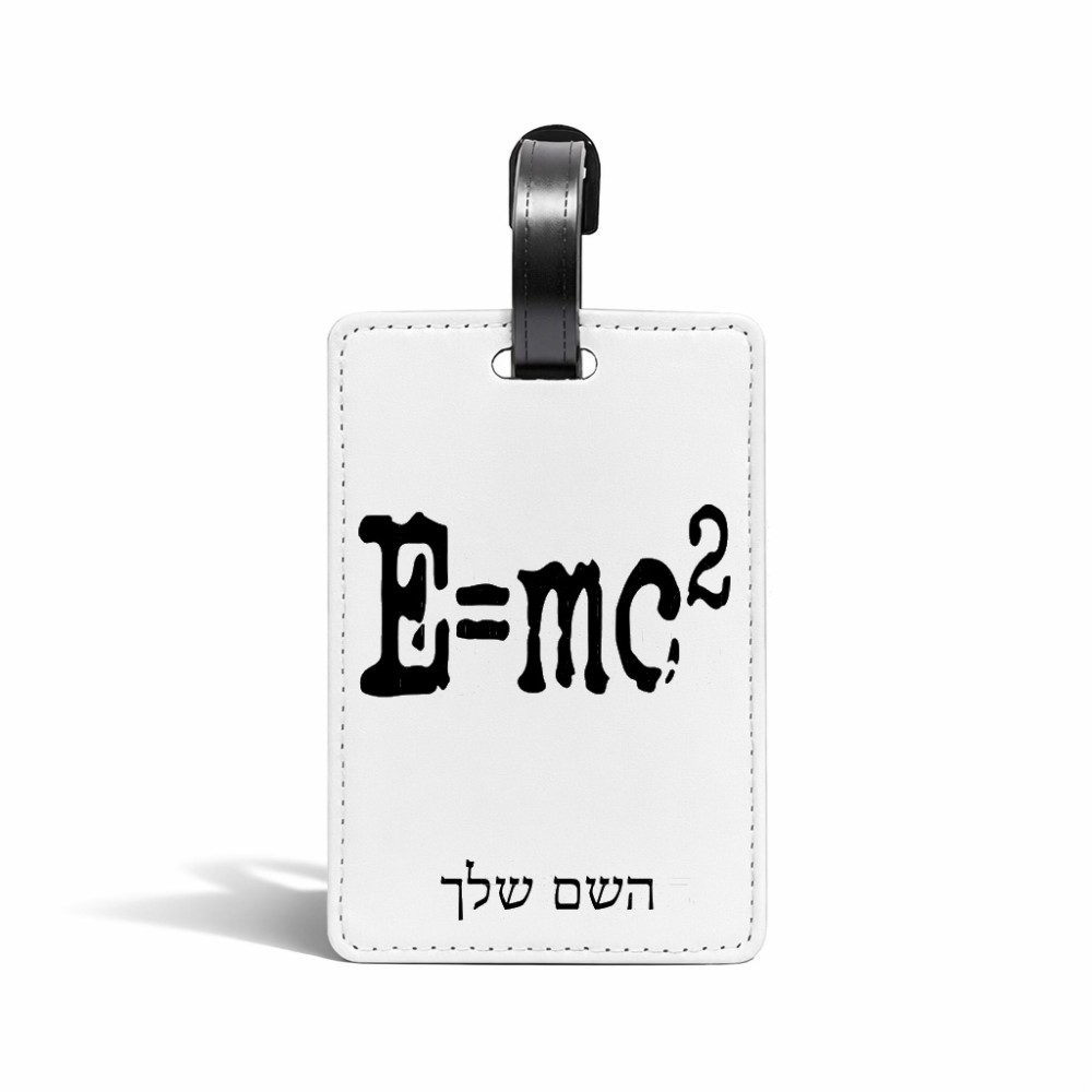 תווית לסימון מזוודה \ תיק בעיצוב אישי עם השם שלך בעיצוב נוסחת אלברט איינשטיין גודל 10.3 × 7 ס"מ