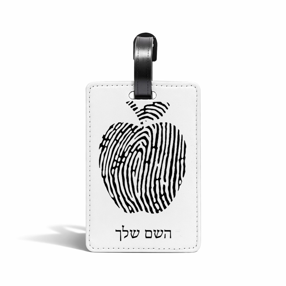 תווית לסימון מזוודה \ תיק בעיצוב אישי עם השם שלך בעיצוב הדפס תפוח גודל 10.3 × 7 ס"מ