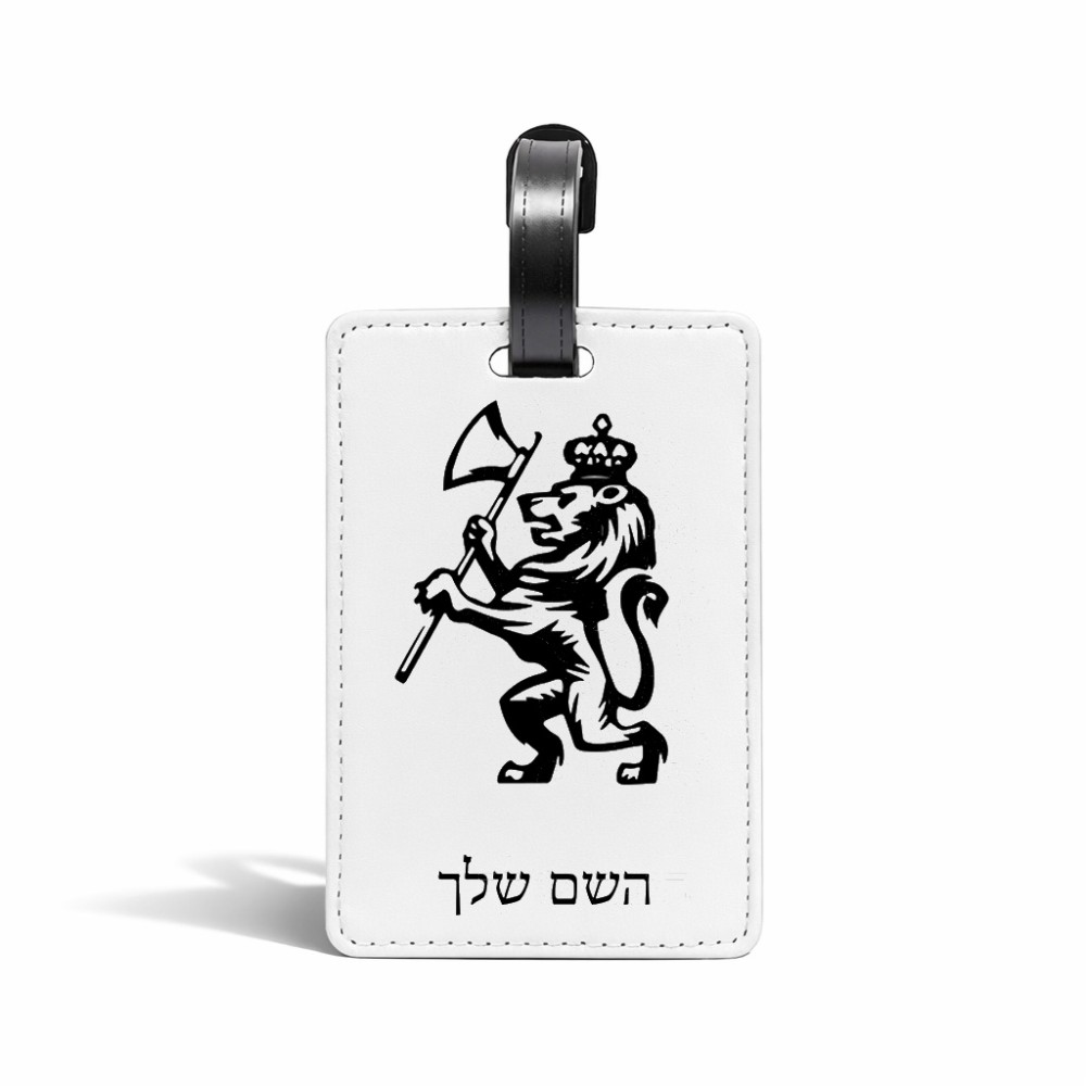 תווית לסימון מזוודה \ תיק בעיצוב אישי עם השם שלך בעיצוב אריה גודל 10.3 × 7 ס"מ