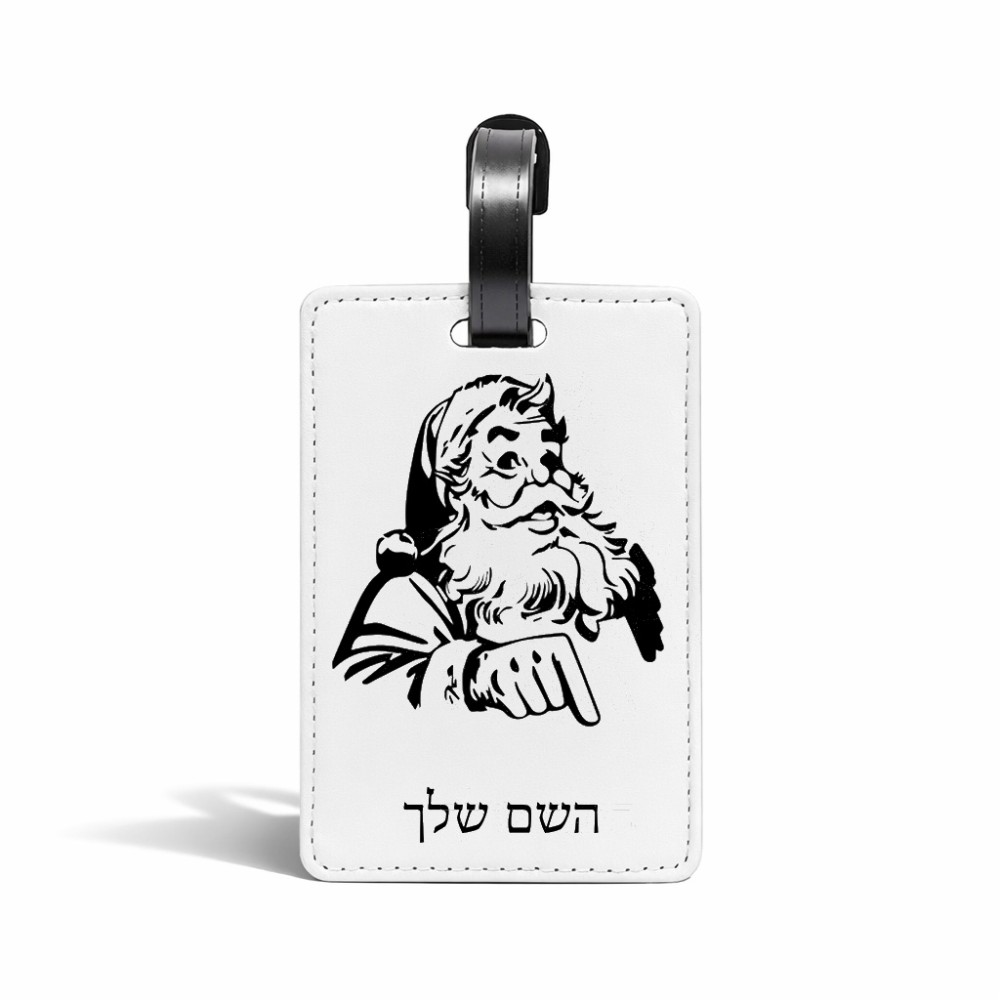 תווית לסימון מזוודה \ תיק בעיצוב אישי עם השם שלך בעיצוב סנטה קלאוס גודל 10.3 × 7 ס"מ