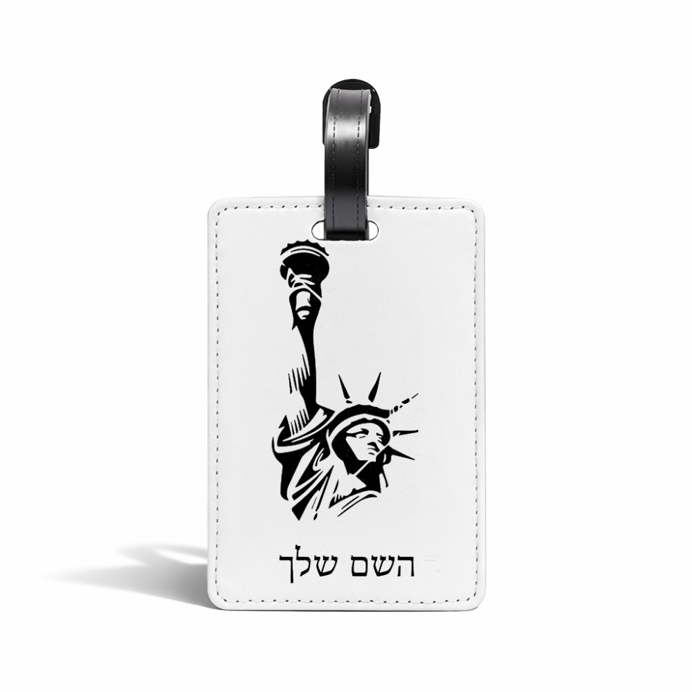 תווית לסימון מזוודה \ תיק בעיצוב אישי עם השם שלך בעיצוב פסל החירות גודל 10.3 × 7 ס"מ