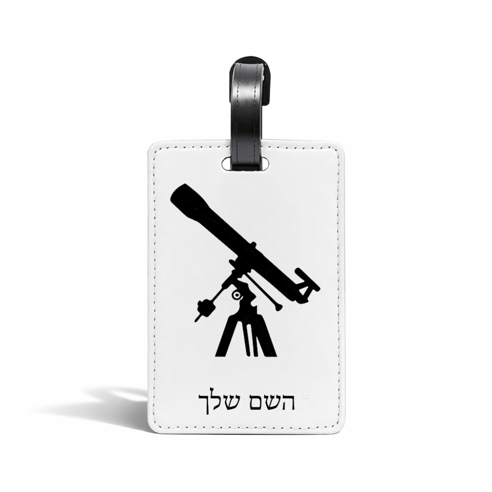 תווית לסימון מזוודה \ תיק בעיצוב אישי עם השם שלך בעיצוב טלסקופ גודל 10.3 × 7 ס"מ