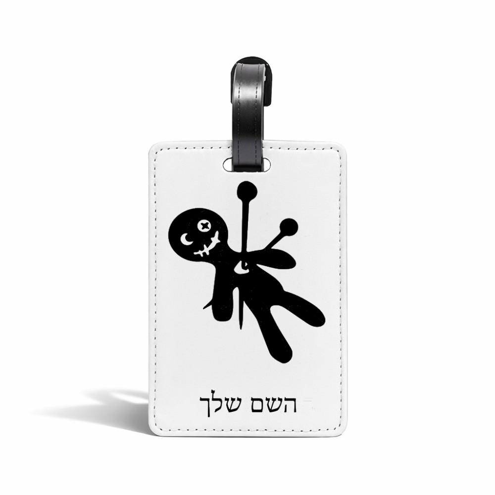 תווית לסימון מזוודה \ תיק בעיצוב אישי עם השם שלך בעיצוב וודו גודל 10.3 × 7 ס"מ