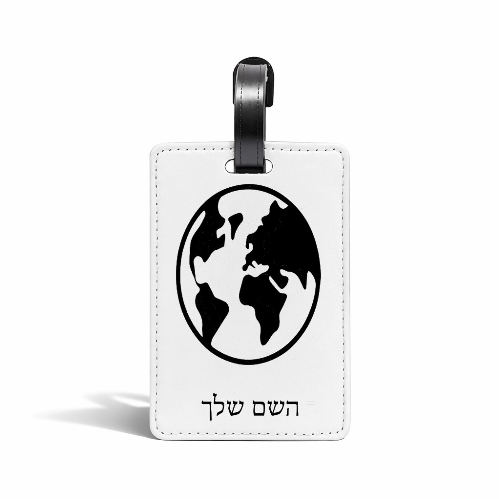 תווית לסימון מזוודה \ תיק בעיצוב אישי עם השם שלך בעיצוב עולם גודל 10.3 × 7 ס"מ