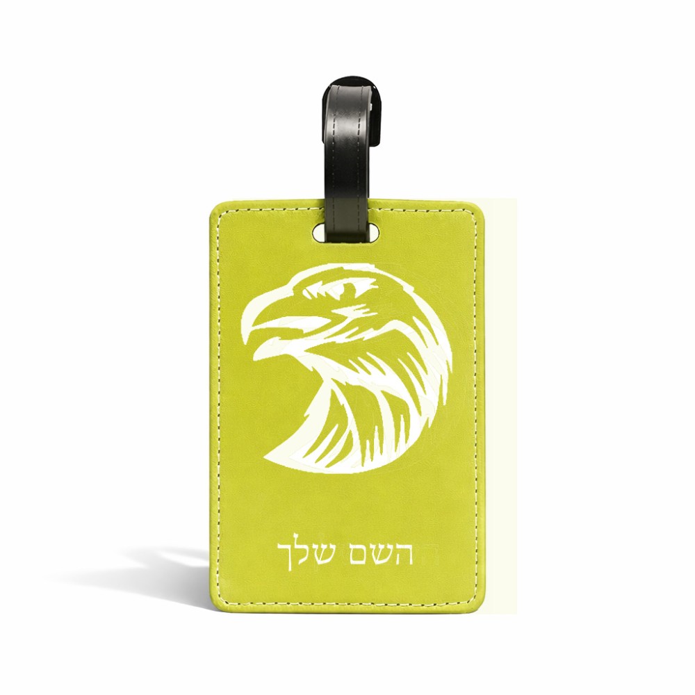 תווית לסימון מזוודה \ תיק בעיצוב אישי עם השם שלך בעיצוב ראש נשר גודל 10.3 × 7 ס"מ