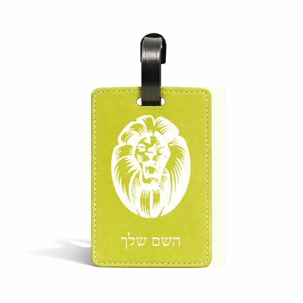 תווית לסימון מזוודה \ תיק בעיצוב אישי עם השם שלך בעיצוב פני אריה גודל 10.3 × 7 ס"מ