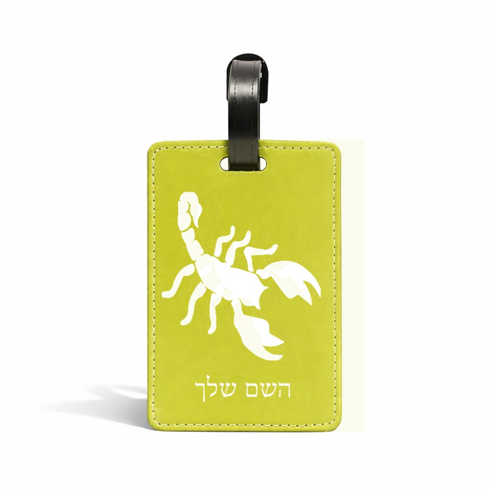 תווית לסימון מזוודה \ תיק בעיצוב אישי עם השם שלך בעיצוב עקרב גודל 10.3 × 7 ס"מ