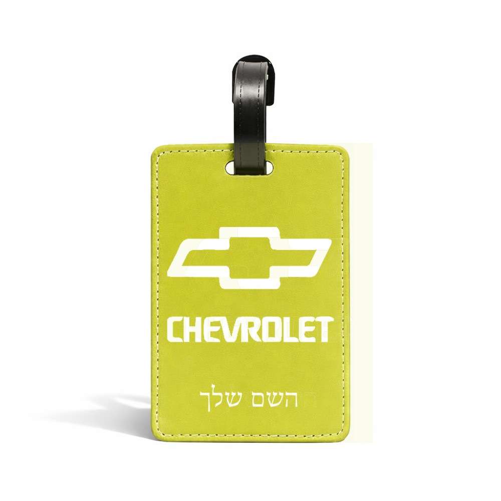 תווית לסימון מזוודה \ תיק בעיצוב אישי עם השם שלך בעיצוב שברולט גודל 10.3 × 7 ס"מ