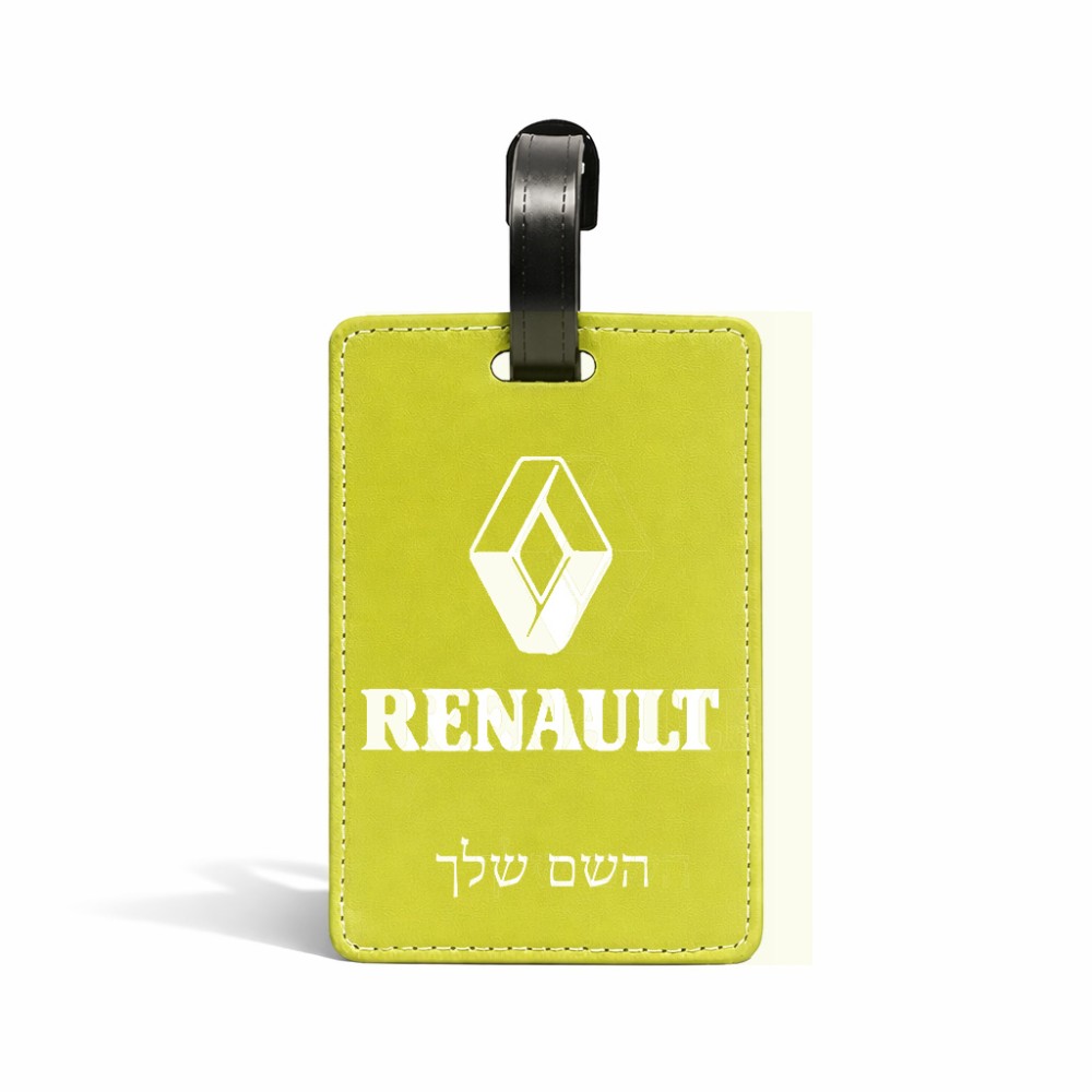 תווית לסימון מזוודה \ תיק בעיצוב אישי עם השם שלך בעיצוב רנו גודל 10.3 × 7 ס"מ