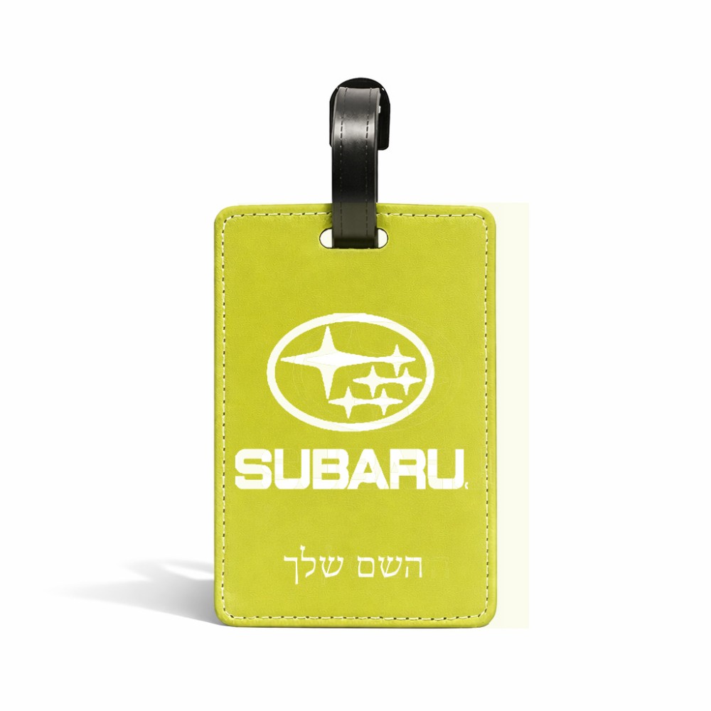 תווית לסימון מזוודה \ תיק בעיצוב אישי עם השם שלך בעיצוב סובארו גודל 10.3 × 7 ס"מ